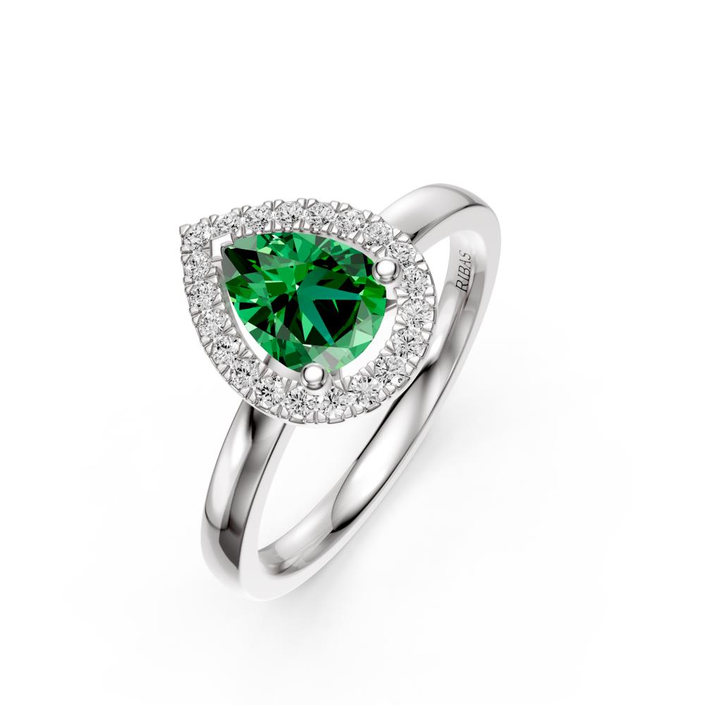 Diamond Ring with Tsavorites in White Gold