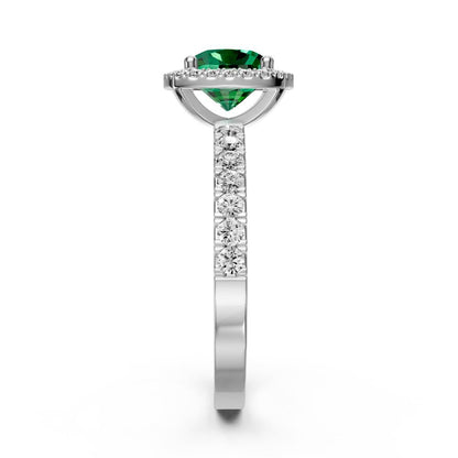 Diamond Ring with Tsavorites in White Gold