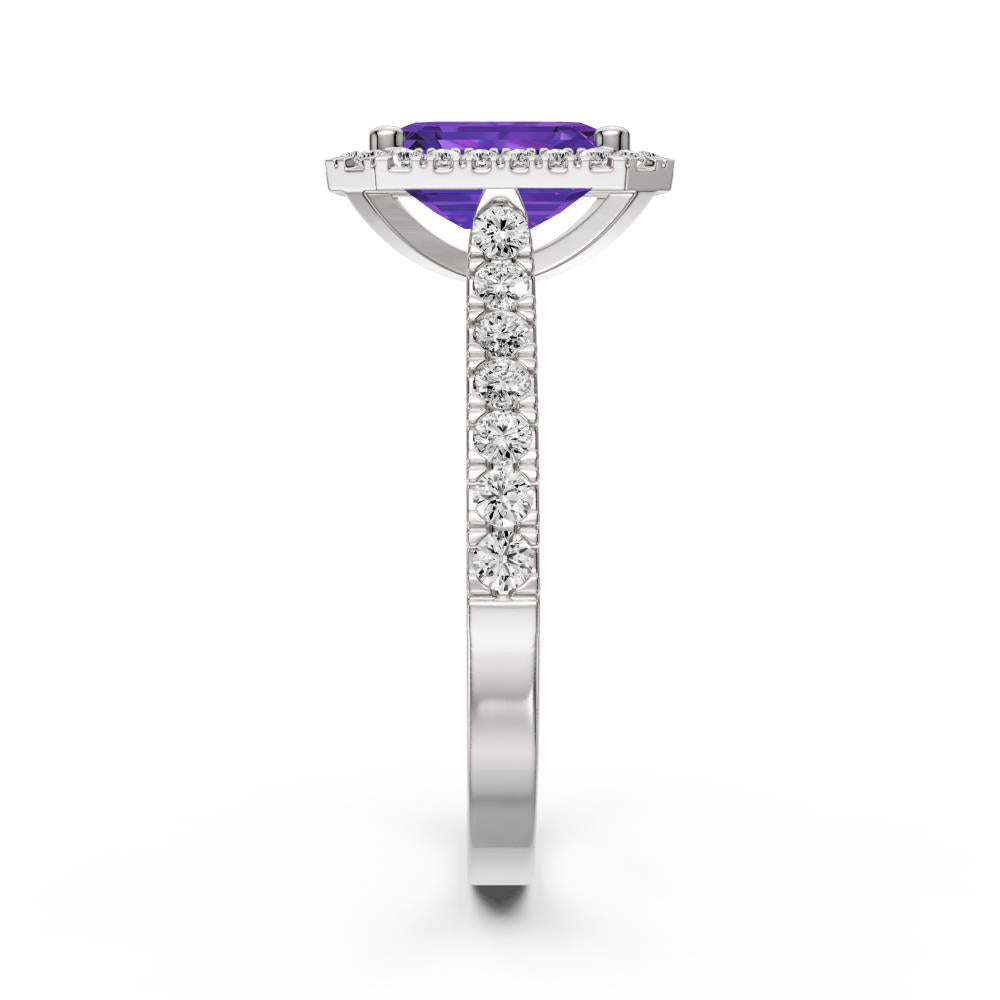 Diamond Ring with Tanzanite in White Gold