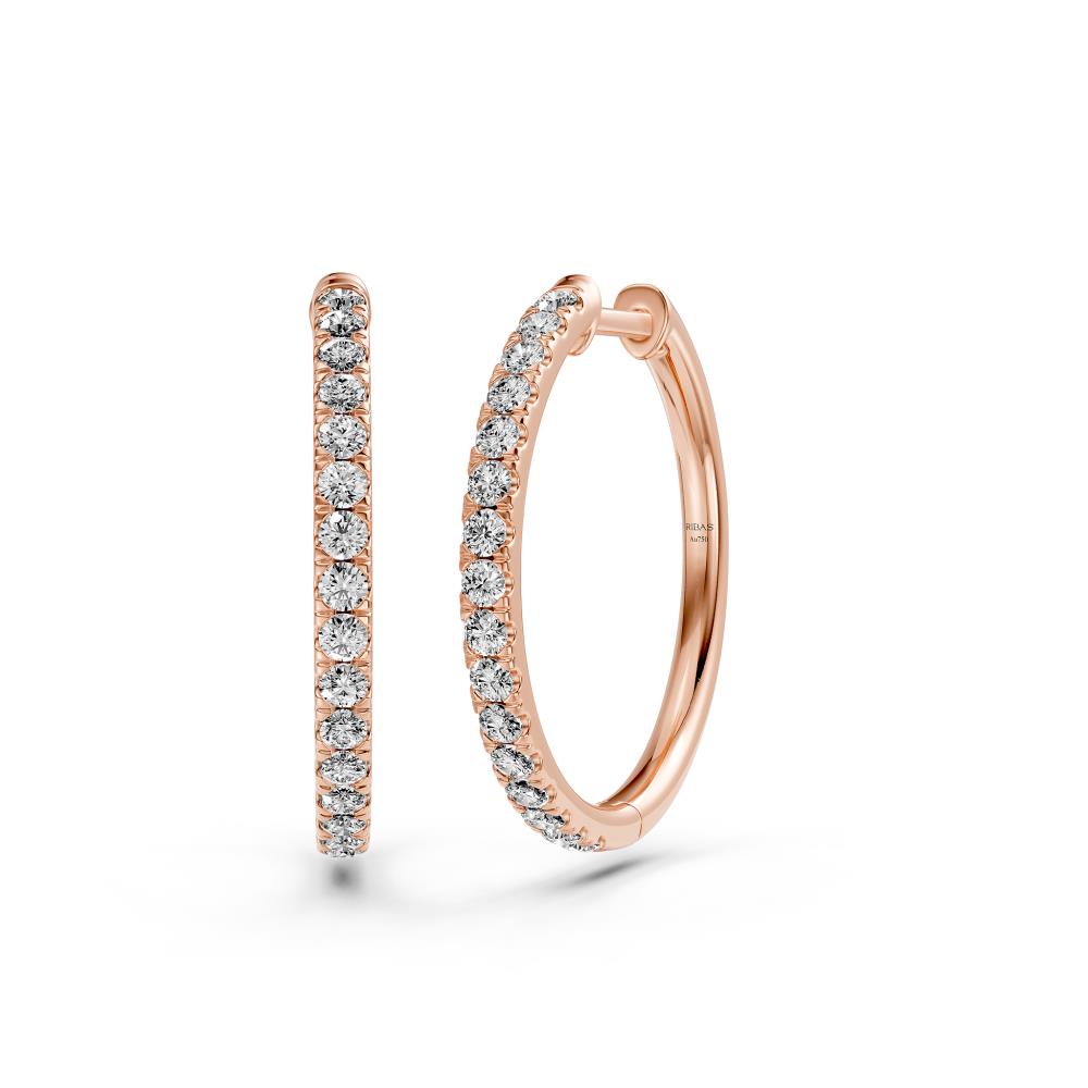 Diamond Hoop Earrings in Rose Gold
