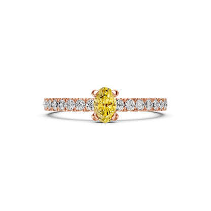 Sapphire Band Ring with Diamonds in Rose Gold