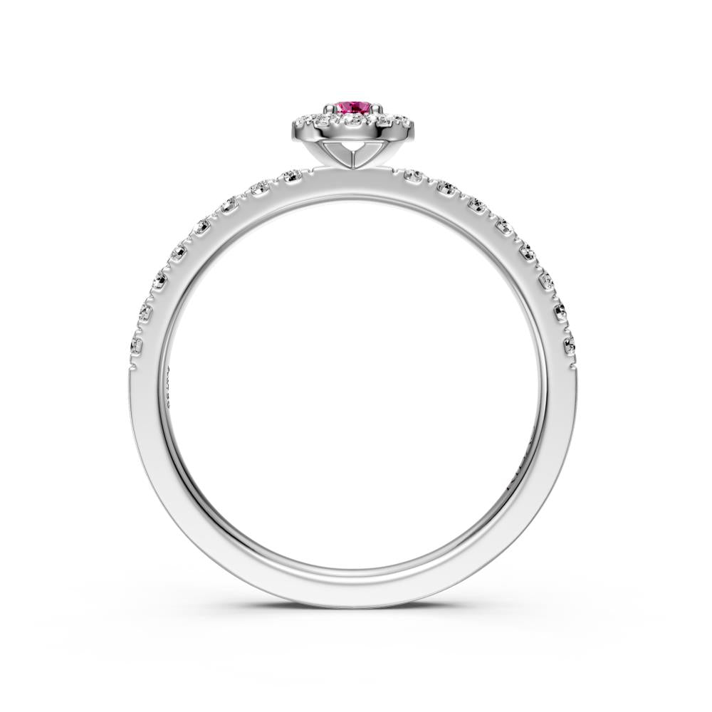 Diamond Ring with Pink Sapphire in White Gold