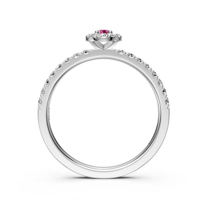Diamond Ring with Pink Sapphire in White Gold