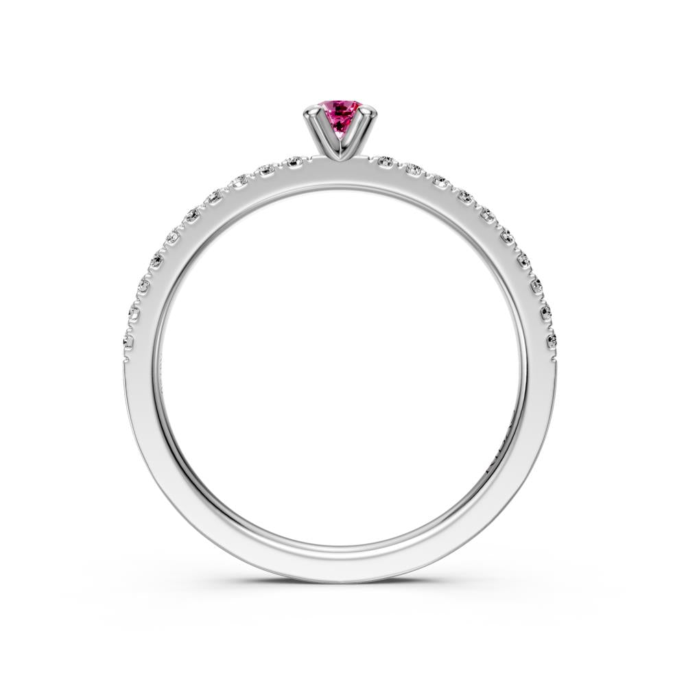 Diamond Ring with Pink Sapphire in White Gold