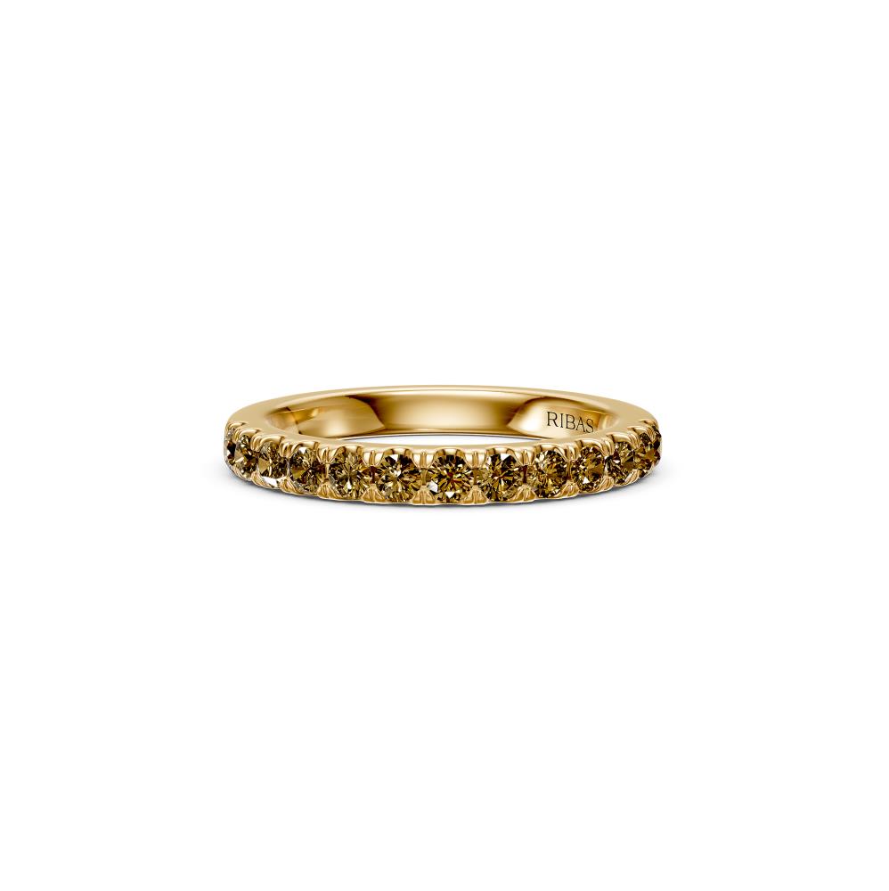 Cognac Diamond Band Ring in Yellow Gold - Slim