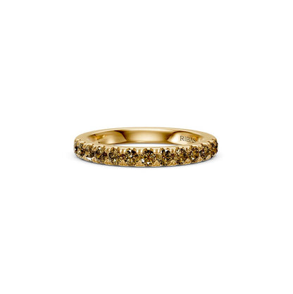 Cognac Diamond Band Ring in Yellow Gold - Slim