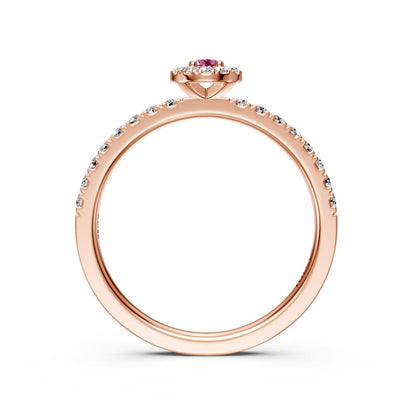 Diamond Ring with Pink Sapphire in Rose Gold