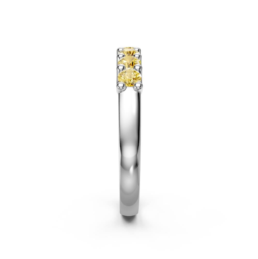 Yellow Sapphire Band Ring in White Gold
