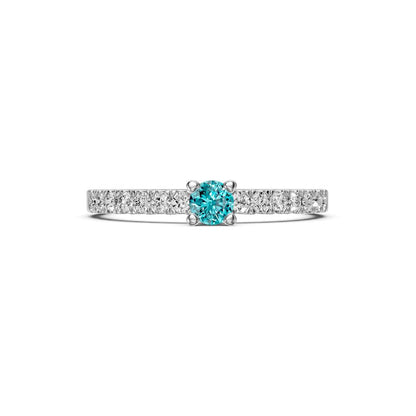 Diamond Ring with Tourmaline in White Gold