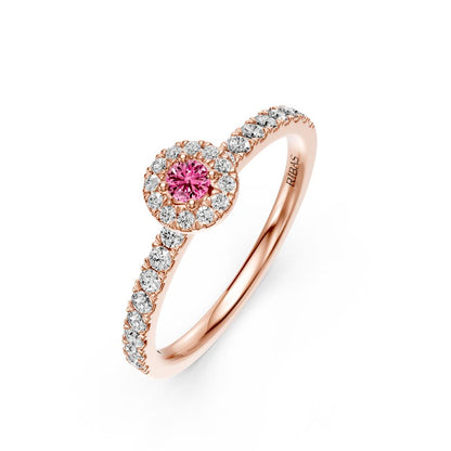 Diamond Ring with Pink Sapphire in Rose Gold