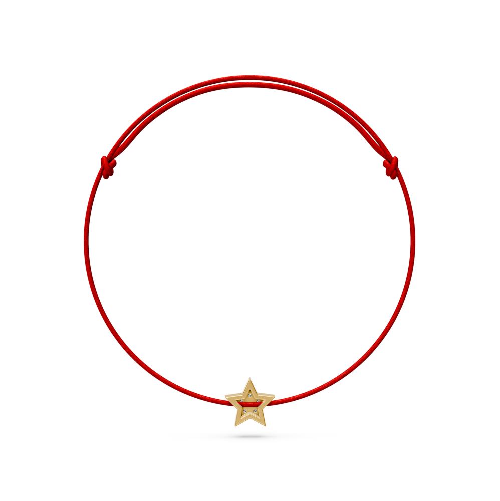 String Bracelet with Diamond in Yellow Gold "Star"