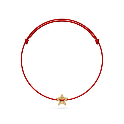 String Bracelet with Diamond in Yellow Gold "Star"