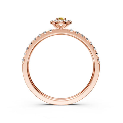 Diamond Ring with Yellow Sapphire in Rose Gold