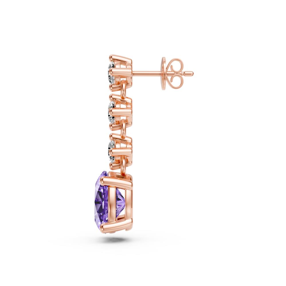Diamond Earrings with Tanzanite in Rose Gold