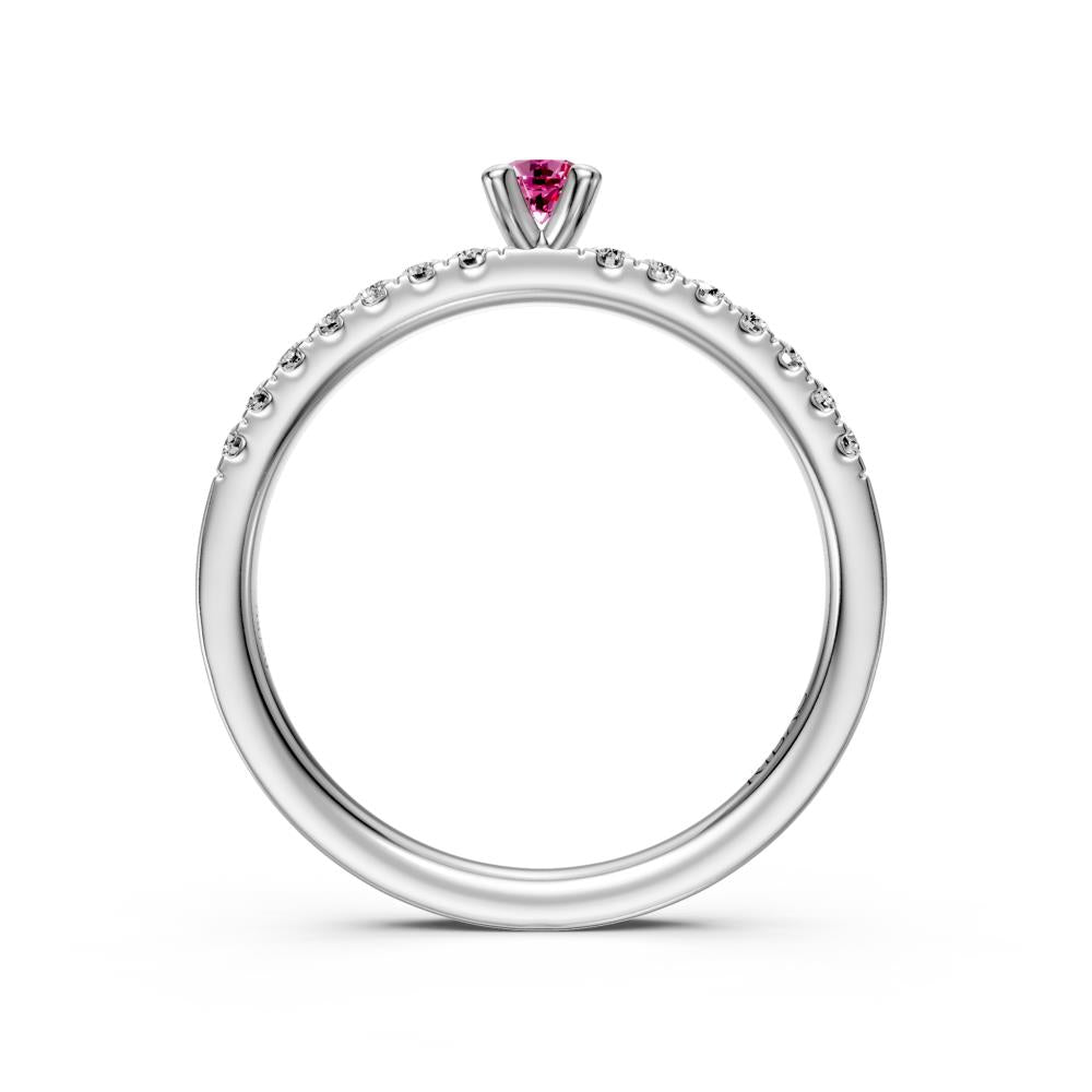 Balto aukso žiedas su rožiniu safyru ir deimantais – Ribas Jewellery