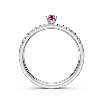 Diamond Ring with Pink Sapphire in White Gold
