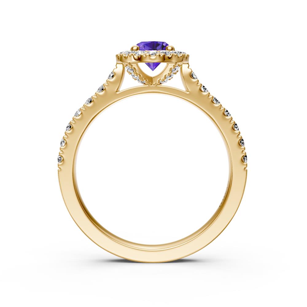 Diamond Ring with Tanzanite in Yellow Gold