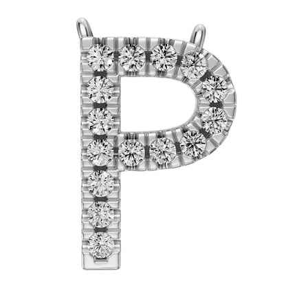 Diamond Letter P Necklace in White Gold