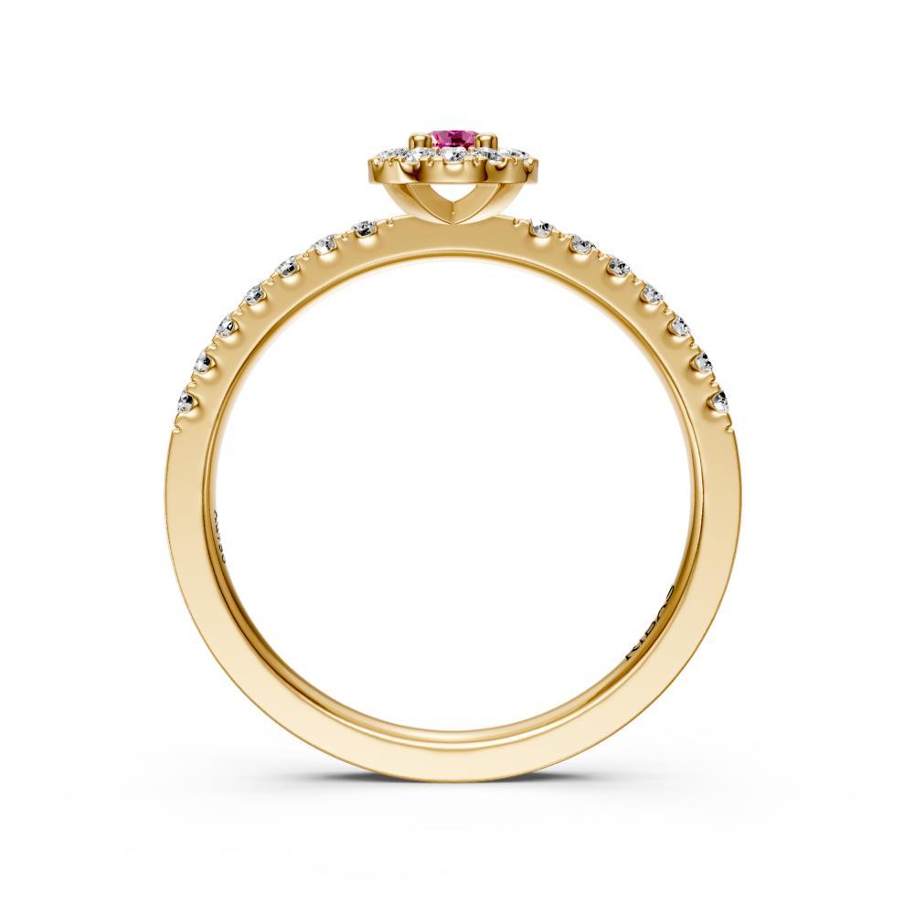 Diamond Ring with Pink Sapphire in Yellow Gold
