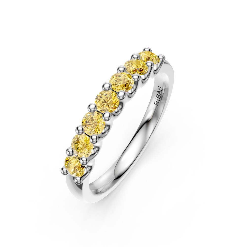 Yellow Sapphire Band Ring in White Gold