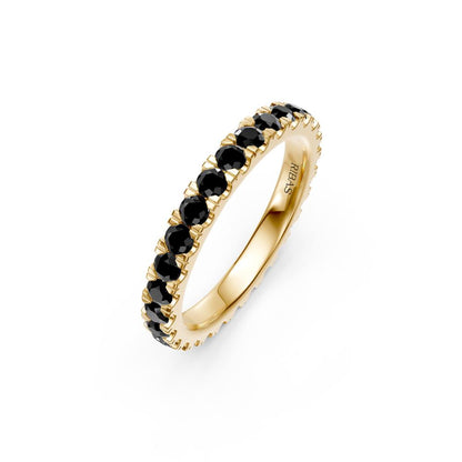 Black Diamond Band Ring in Yellow Gold
