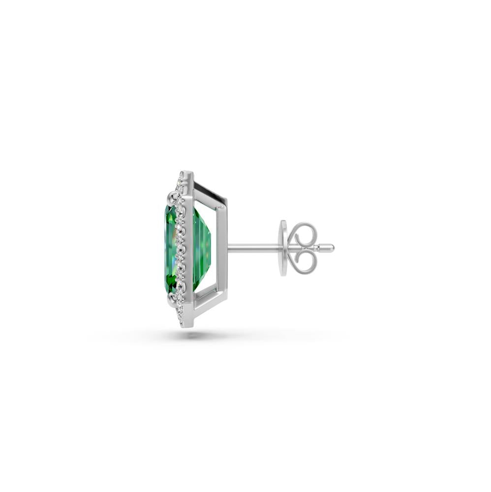Diamond Earrings in White Gold with Tsavorites