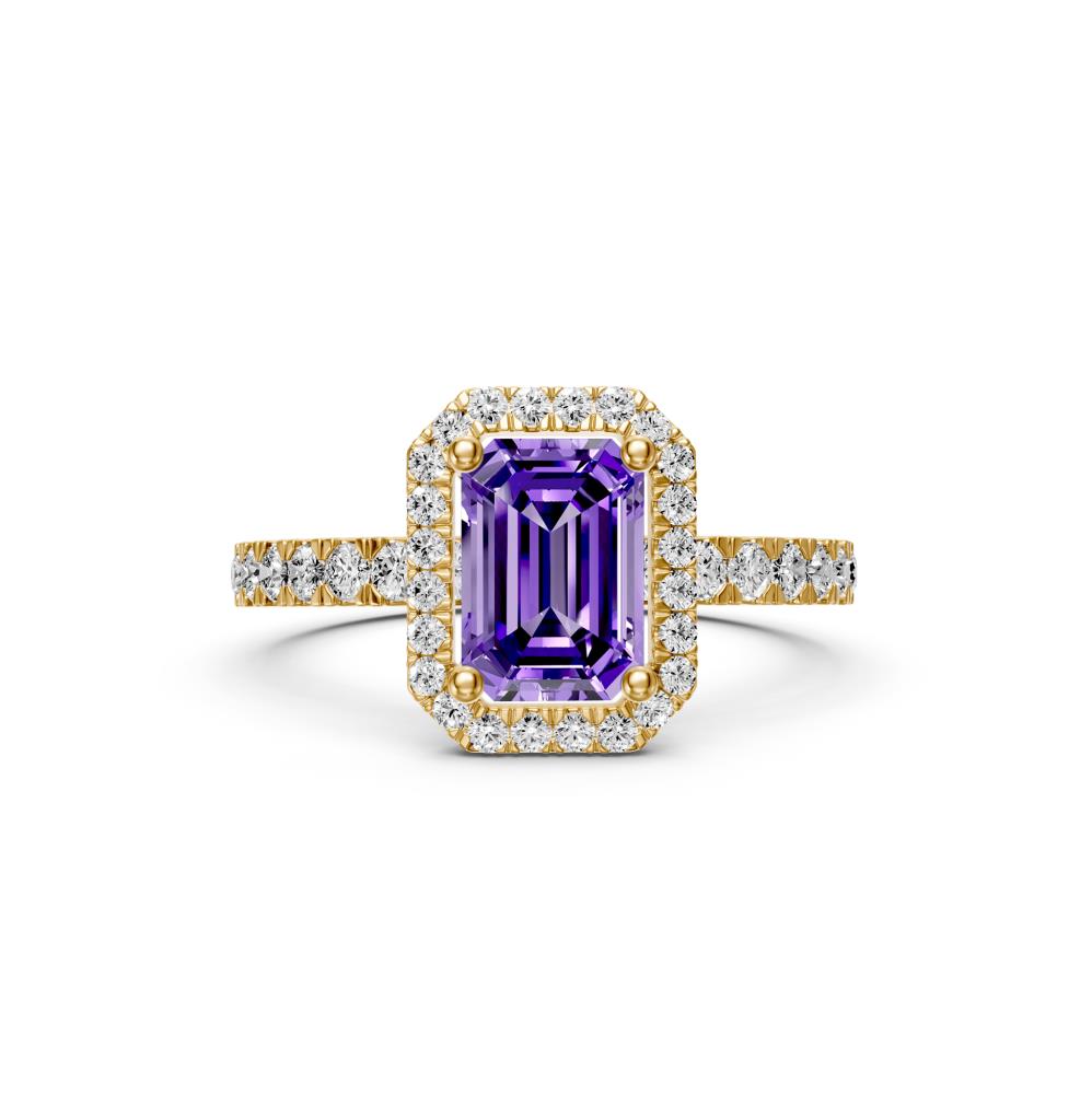 Diamond Ring with Tanzanite in Yellow Gold