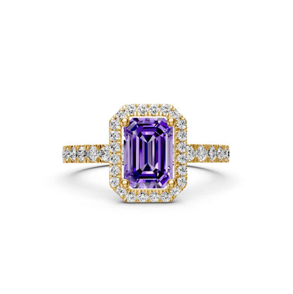 Diamond Ring with Tanzanite in Yellow Gold