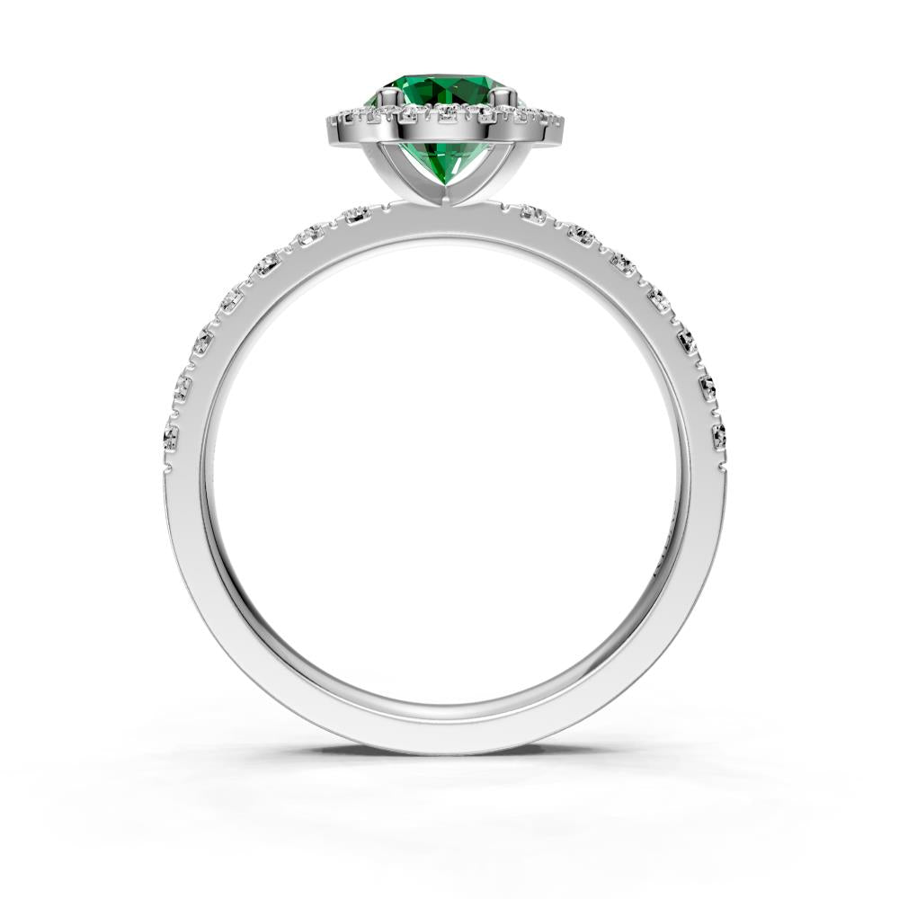 Diamond Ring with Tsavorite in White Gold