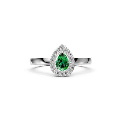 Diamond Band Ring with Tsavorites in White Gold
