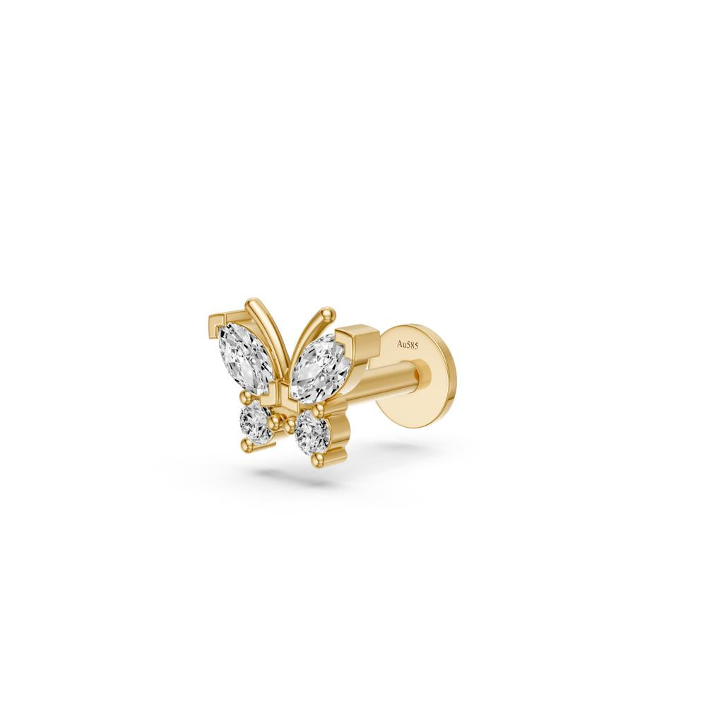 Diamond Piercing in Yellow Gold "Butterfly"