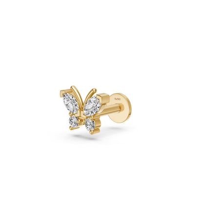 Diamond Piercing in Yellow Gold "Butterfly"