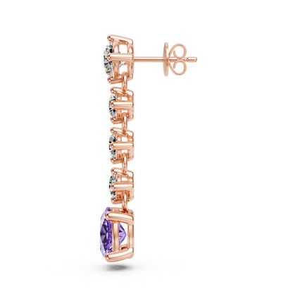 Diamond Earrings with Tanzanite in Rose Gold