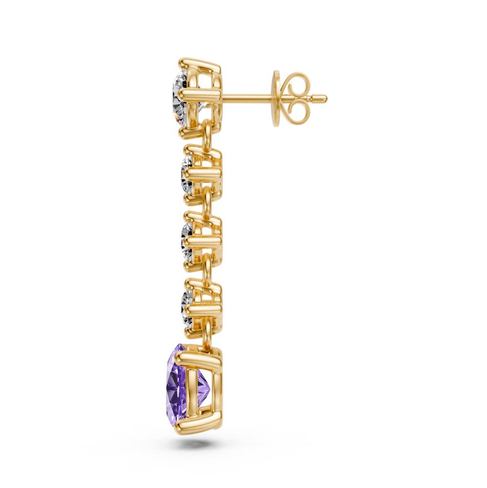 Diamond Earrings with Tanzanite in Yellow Gold