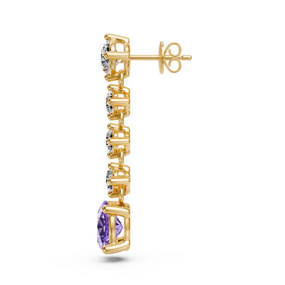 Diamond Earrings with Tanzanite in Yellow Gold