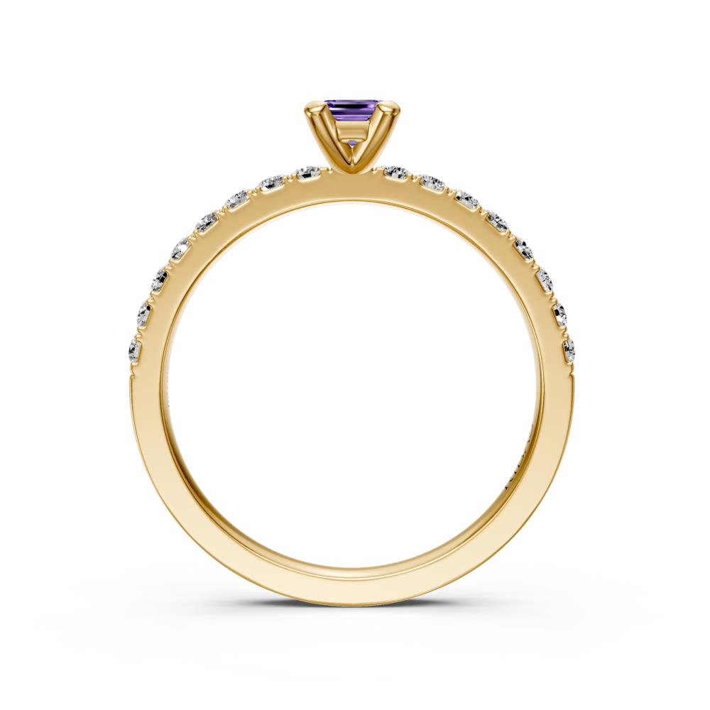 Diamond Ring with Tanzanite in Yellow Gold
