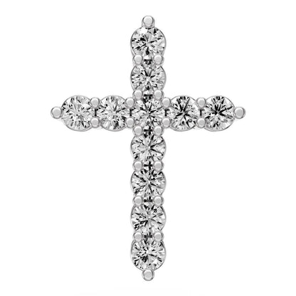 Diamond Cross Pendant in White Gold - Small