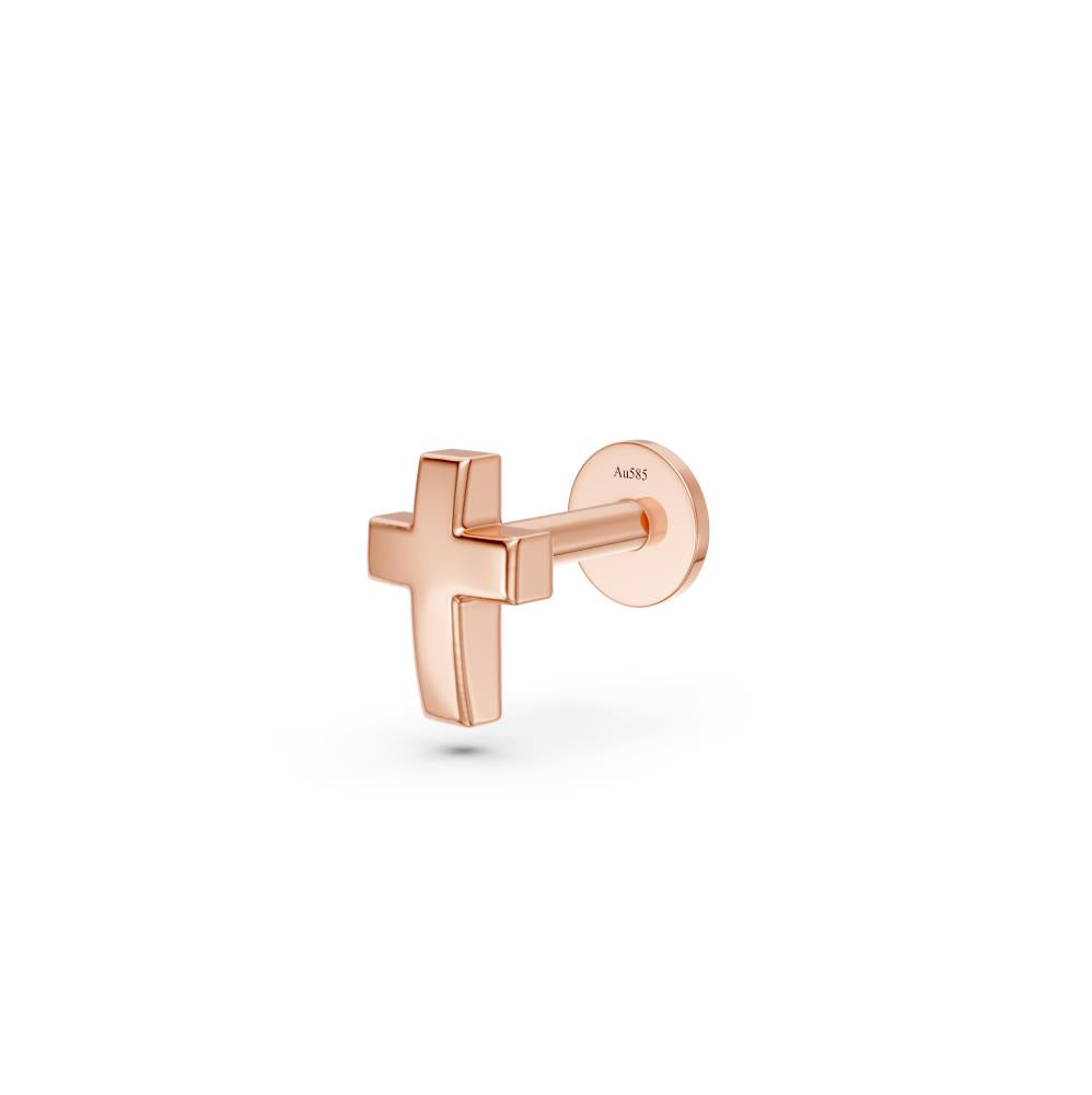 Cross Piercing in Rose Gold