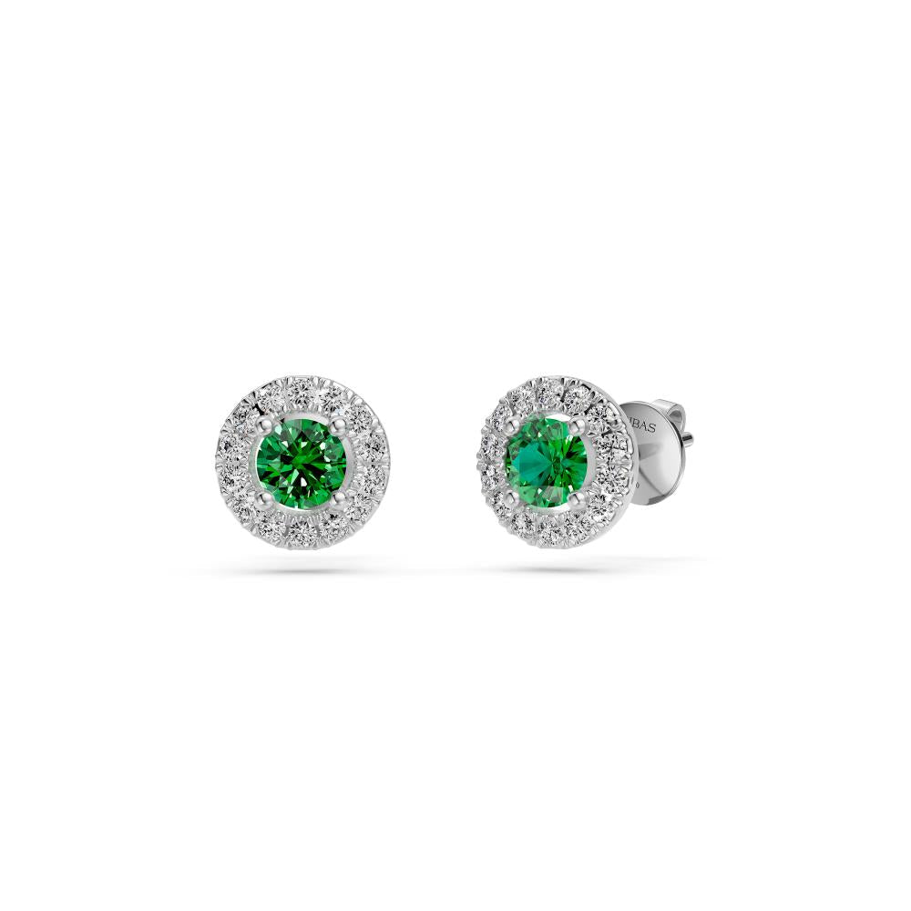Diamond Earrings with Tsavorites in White Gold