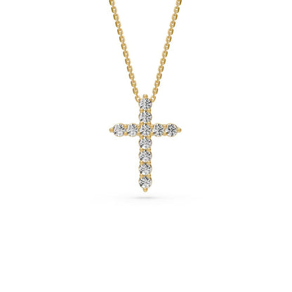 Diamond Cross Necklace in Yellow Gold - Small