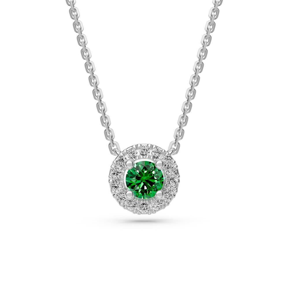 Tourmaline and Diamond Halo Necklace