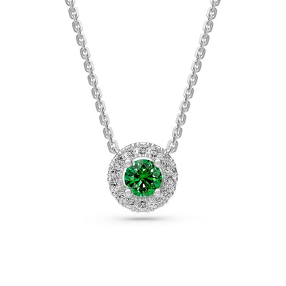 Tourmaline and Diamond Halo Necklace