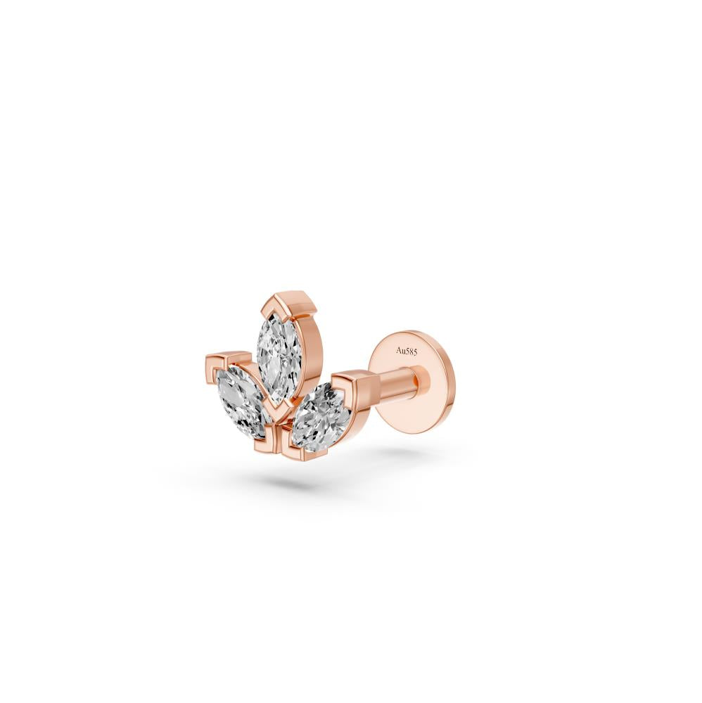 Trinity Marquise Diamond Piercing Stud in Rose Gold