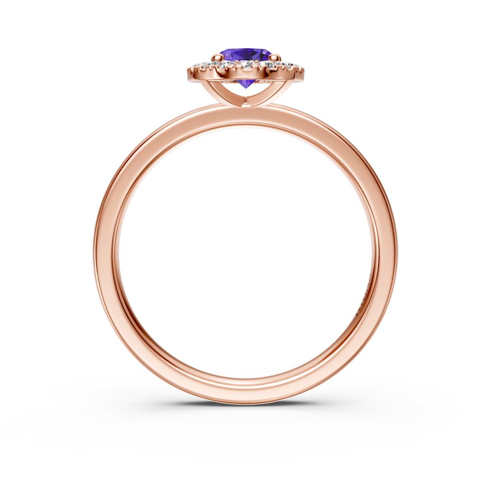 Diamond Ring with Tanzanite in Rose Gold