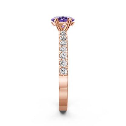 Diamond Ring with Tanzanite in Rose Gold