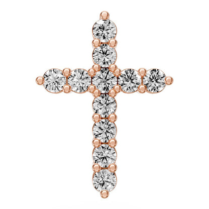 Diamond Cross Necklace in Rose Gold - Large