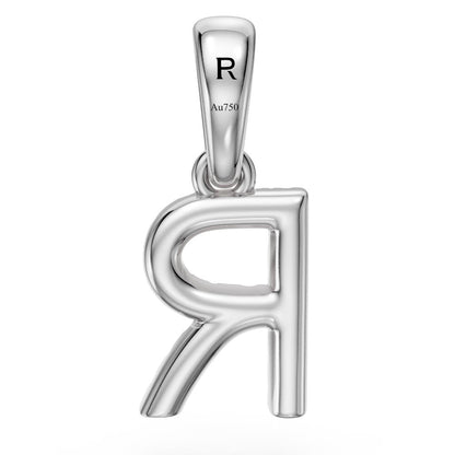 Mini Diamond Letter R Pendant in White Gold
