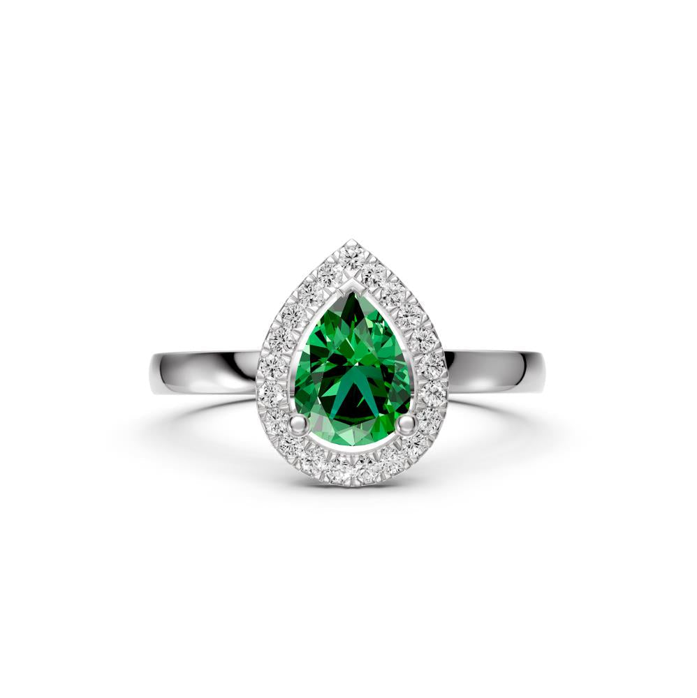 Diamond Ring with Tsavorites in White Gold