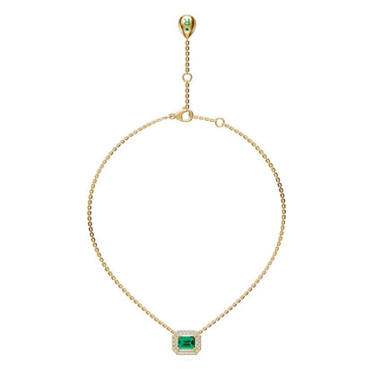 Tsavorite and Diamond Halo Necklace
