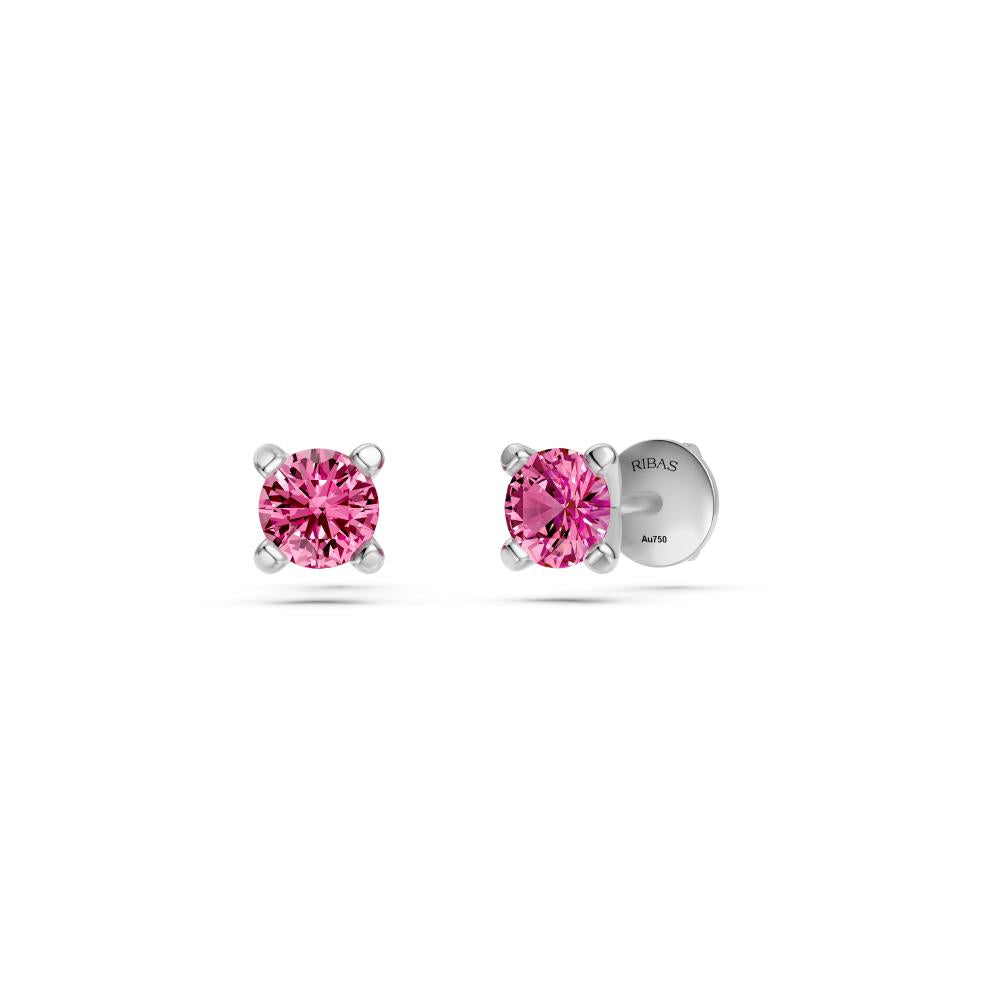 Pink Sapphire Earring in White Gold